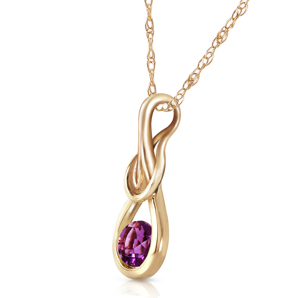 14K. SOLID GOLD NECKLACE WITH NATURAL AMETHYST (Yellow Gold) - Picture 2 of 3